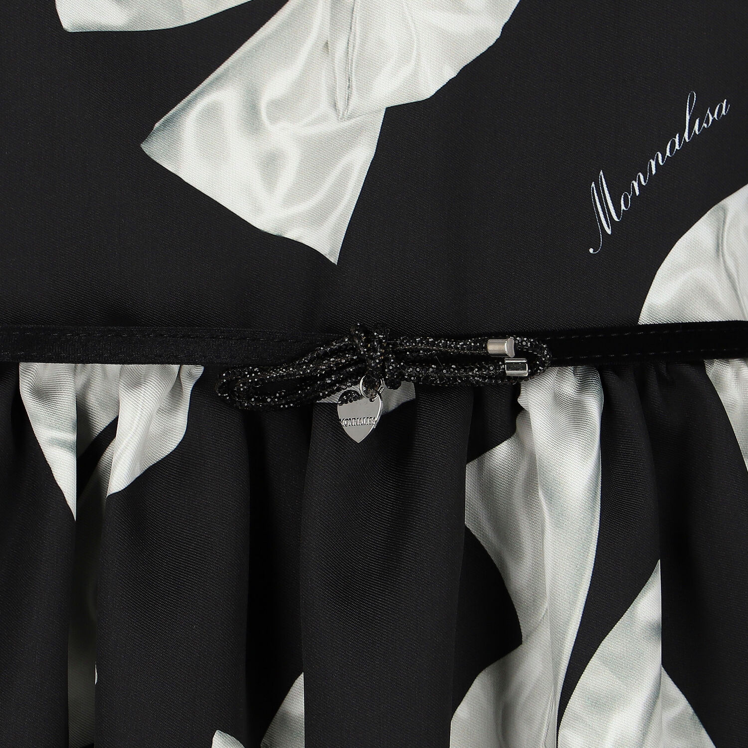 فستان بنات ساتان باللون الأسود, 2, hi-res image number null